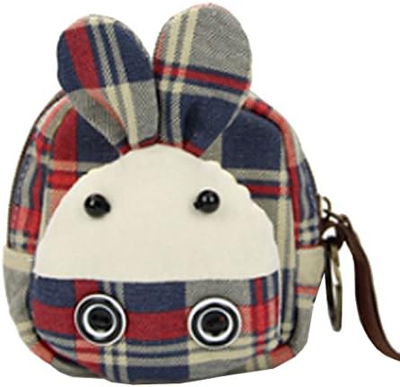 Agatha Garcia Ladies Plaid Rabbit Pattern Canvas Coin Keys Purse Handbag for Girls