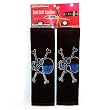 Blue Skull Pair Shoulder Seat Belt Pad Crystals Studded Rhinestone Car Truck SUV