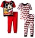 Disney Boys' Toddler Mickey Mouse Best Dog'gone Buddies 4-Piece Pajama Set, Red, 3T
