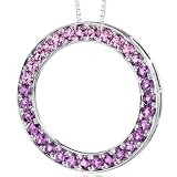 Sterling Silver 3.50 carats total weight Round shape Amethyst and Pink Sapphire Circle of Life Pendant Necklace