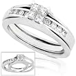 1/2ctw 14k White Gold Princess Diamond Engagement Ring (HI/I1)
