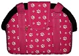 Designer Open Top Dog Carriers-Raspberry W/White Paw Prints
