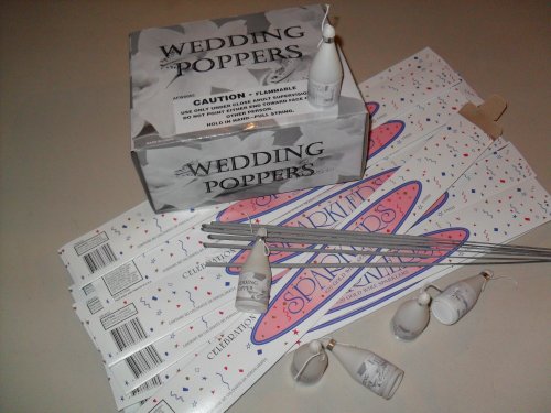 #20 Gold Wedding Sparkler and Wedding Popper Special Package for 72 Guests, 12 packs of 6 20 inch Gold Wedding Sparklers and 72 Wedding poppers