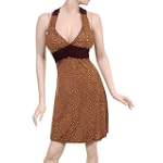 Juniors / Missy Black / Brown Polyester ZigZag Design Halter Sundress
