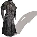 Gothic Mittelalter Kutschermantel, Jacquard (Brokat), Satinfutter, schwarz, Größen S - XXL