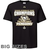 NHL Majestic Pittsburgh Penguins Black 2009 NHL Stanley Cup Champions Athletics Cup Champs II Big Sizes T-shirt (6X)