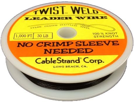 Twist Weld - Black Nylon Coated Leader Wire - No Crimp Sleeve Needed - 30 Lb Break Strength - 1000 Feet