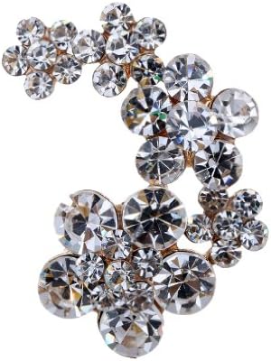 Yazilind Vintage Leaves Flower Clear Crystal Gold Plated Brooches and Pins for Wedding Bouquet