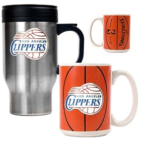 Los Angeles Clippers NBA Stainless Steel Travel Mug and Gameball Ceramic Mug Set - Primary... by Great American Products
