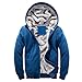 Hanxue Men's Winter Warm Full Zip Eco Sherpa Fleece Hoodie Jackets Blue L