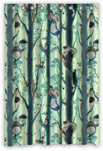 Comfort Home Style Custom Japan Hot Animes Spirited Away Princess Mononoke Pattern Design Waterproof Polyester Fabric Shower Curtain,Bathroom decor 48"x72"