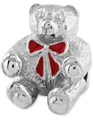Sterling Silver Reflections Bear with Enameled Bow Bead
