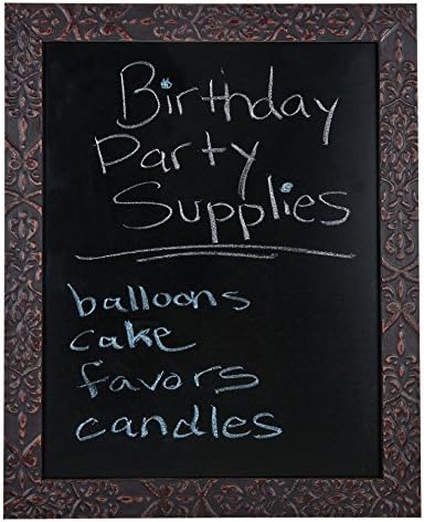 Decorative Words 18" x 24" Chalk Board framed in 1-1/2" Brown Embossed two-toned Designer frame, Sawtooth hanger is attached for easy hanging