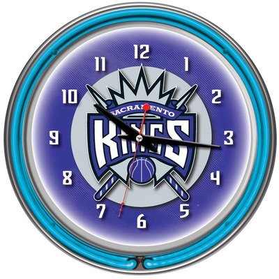Sacramento Kings NBA Chrome Double Ring Neon Clock