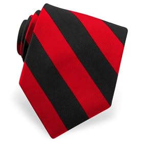 Red and Black Stripe Extra Long Tie by Elite - Red Silk