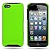 Wydan CoverON® Hybrid Dual Layer Case with Credit Card Holder for iPhone 5 5s - Neon Green Hard Black Soft Silicone for Apple