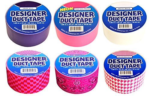 Duct Tape 6-Pack White, Pink, Purple, Optical Illusion, Bandana, Houndstooth