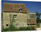 IMAGE OF Canvas Prints of Close-up of exterior of a stone house, with cracked walls, and a flower bed, from Robert Harding