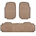 MotorTrend 100% Odorless Ridged Heavy Duty Rubber Floor Mats (Beige) - Semi Custom Fit