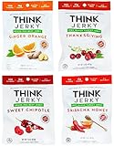 Think Jerky Grass-Fed Beef and Free-Range Gluten Free Turkey Jerky Variety Pack of 4