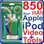 850mah Eurus Li-Polymer EC008-2 Battery for Apple Ipod Video 5G 5th 5 Generation MP3 Player