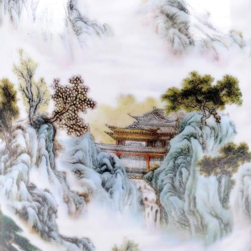 ufengke White Ceramic Vase, Pastel Landscape Ceramic Flower Vase, for Home Decoration