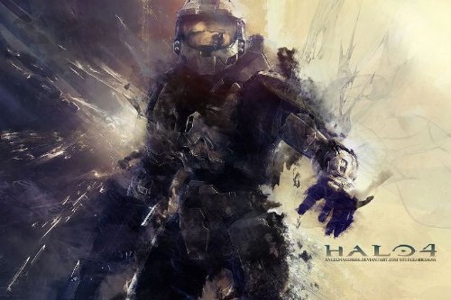 Halo 1 2 3 4 Master Chief Nice Silk Fabric Cloth Wall Poster Print (36x24inch)