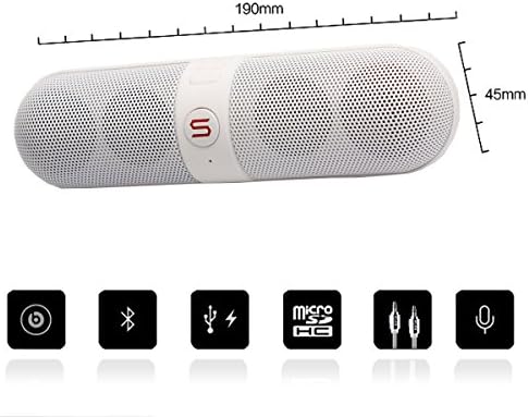 Bluetooth Speakers,Portable Wireless Speaker,Shockproof Pill Stereo Speaker (White)