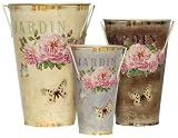Jardin Tin Decoupage Stem Vase Set of 3 - Large = 8x11.5H