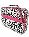 World Traveler Damask Print 17-inch Laptop Bag, Black and White with Pink Trim