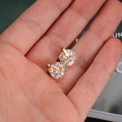 HHBuy Jewelry Fashion Women's Earrings Rose Gold Plated Fox Stud Jewelry Inlay Stone Gift Anti-allergy