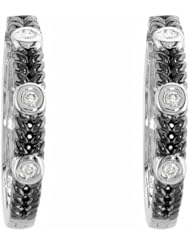 14K White Gold Diamond Earrings with Black Rhodium Plating - 0.10 Ct. -- LIFETIME WARRANTY