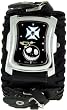 Cross Jack O'Lantern Rectangular Steel Case Independent Punk Gothic Skater Indie Rock Halloween Wide Black Leather Band with Button Clasp Wrist Watch