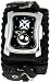 Cross Jack O'Lantern Rectangular Steel Case Independent Punk Gothic Skater Indie Rock Halloween Wide Black Leather Band with Button Clasp Wrist Watch