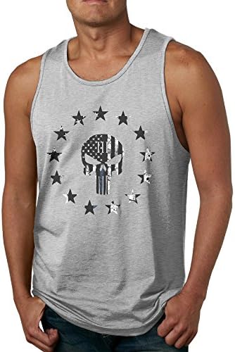 Men's Punisher Skull 3 Percenter Cool Rib Tank Ash X-Large