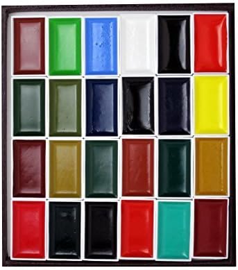 Nihonga Sumi-e Watercolor Paint Pan Set, 24 colors by Kissho