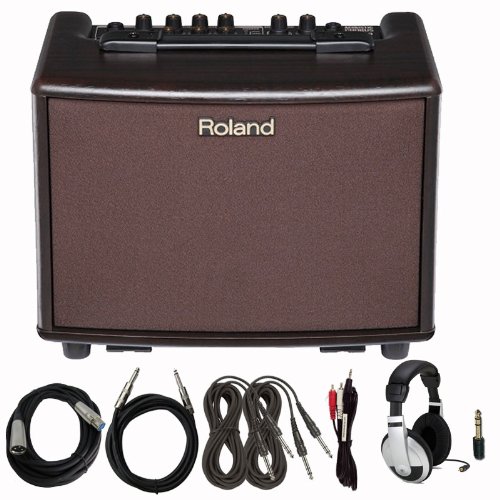 Roland AC 33 Acoustic Guitar Amp with Headphones Cables Bundle