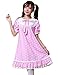 ezShe Womens Lace Short Puff Sleeves Baby-doll Dress with Star Painting, L Pink