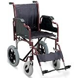 18" Wide Seat Wheelchair with Padded Armrest, Footrests, Solid Castors and Large Rear Wheels.