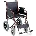 18" Mobile Wheelchair with Steel Frame, Padded Armrest, Detachable Footrests, Solid Castors and Large Rear Wheels.
