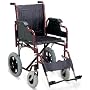 18" Mobile Wheelchair with Steel Frame, Padded Armrest, Detachable Footrests, Solid Castors and Large Rear Wheels.