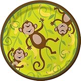 Creative Converting Monkeyin' Around Round Dessert Plates, 8 Count