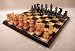 Alabaster Chess Set with Black & Brown Chess Pieces, Wood Frame Chess Board