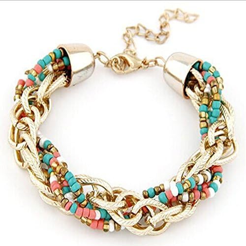 Hcws B-11 Bohemia Stlye Vintage Alloy Chain Beads Hand-woven Bracelet for Women/female Multi-color