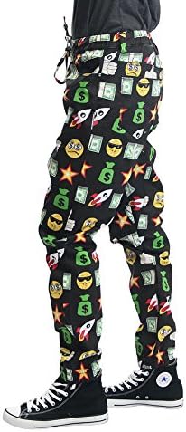 Victorious Emoji Print Twill Jogger Pants JG864 - BLACK - X-Large F10E