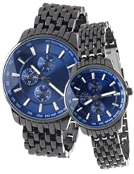 Orient Idea Ori-0285E 2 x Wrist Quartz Analog Watch with Decorative Sub-Dials for Couples Lovers - Deep Blue