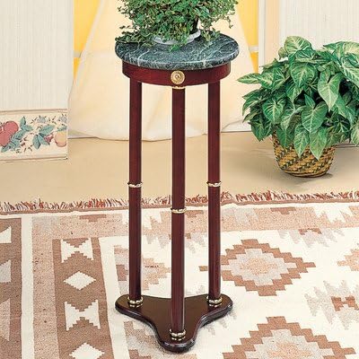 Pedestal Plant Stand Top Finish: White Marble