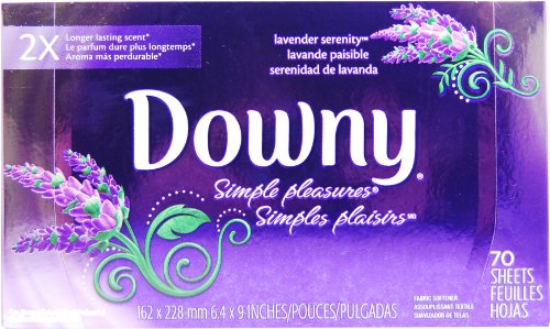 Downy Simple Pleasures Lavender Serenity Sheets 70 Count, 70.0-USE Boxes (Pack of 9)