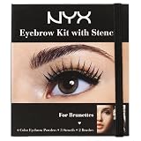 NYX Cosmetics Eyebrow Kit With Stencil  Set, Brunettes  0.7 Oz