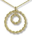Double Circle Pave Diamond Pendant in yellow gold by Zasha Signature Jewelry